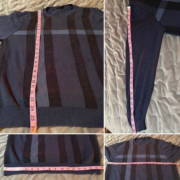 Van Heusen Mens Lightweight Long Sleeve Blue Cotton Crewneck Sweater Plaid M - Picture 8 of 8